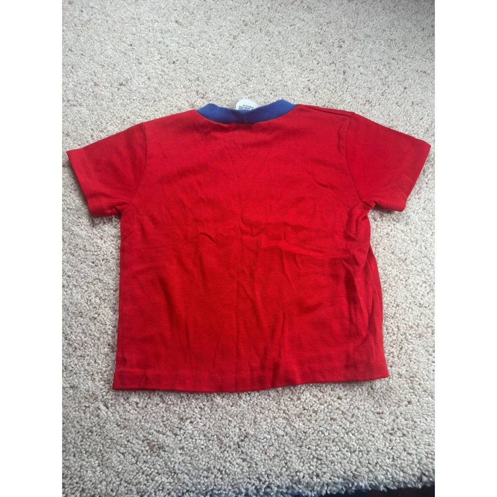 Vintage 80s OshKosh Bgosh Red Express Train Ringer TShirt 4T Single Stitch Flaw